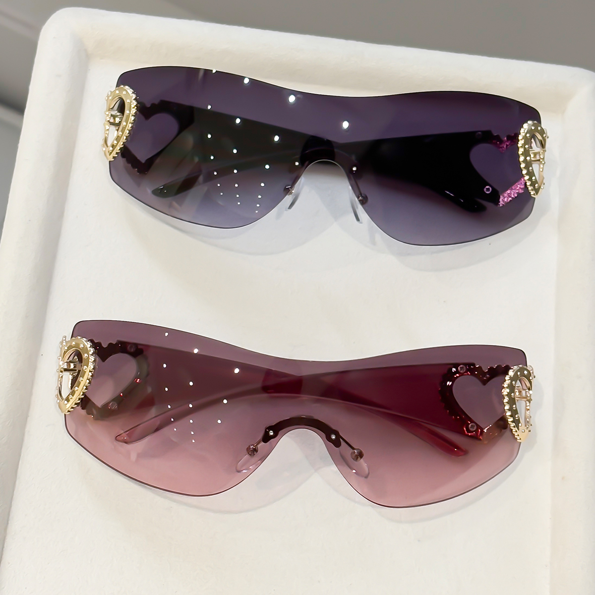 Photography Fashion - 2 szt. Okulary bezramkowe Y2K, z