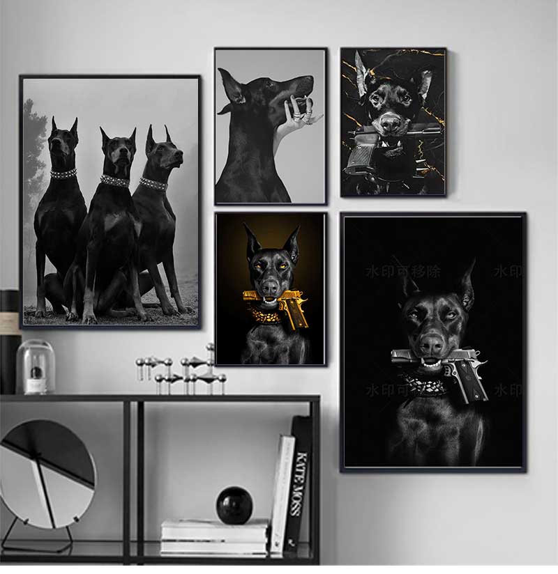 Photography Fashion - Nowoczesny Plakat na Płótnie: Czarny Doberman
