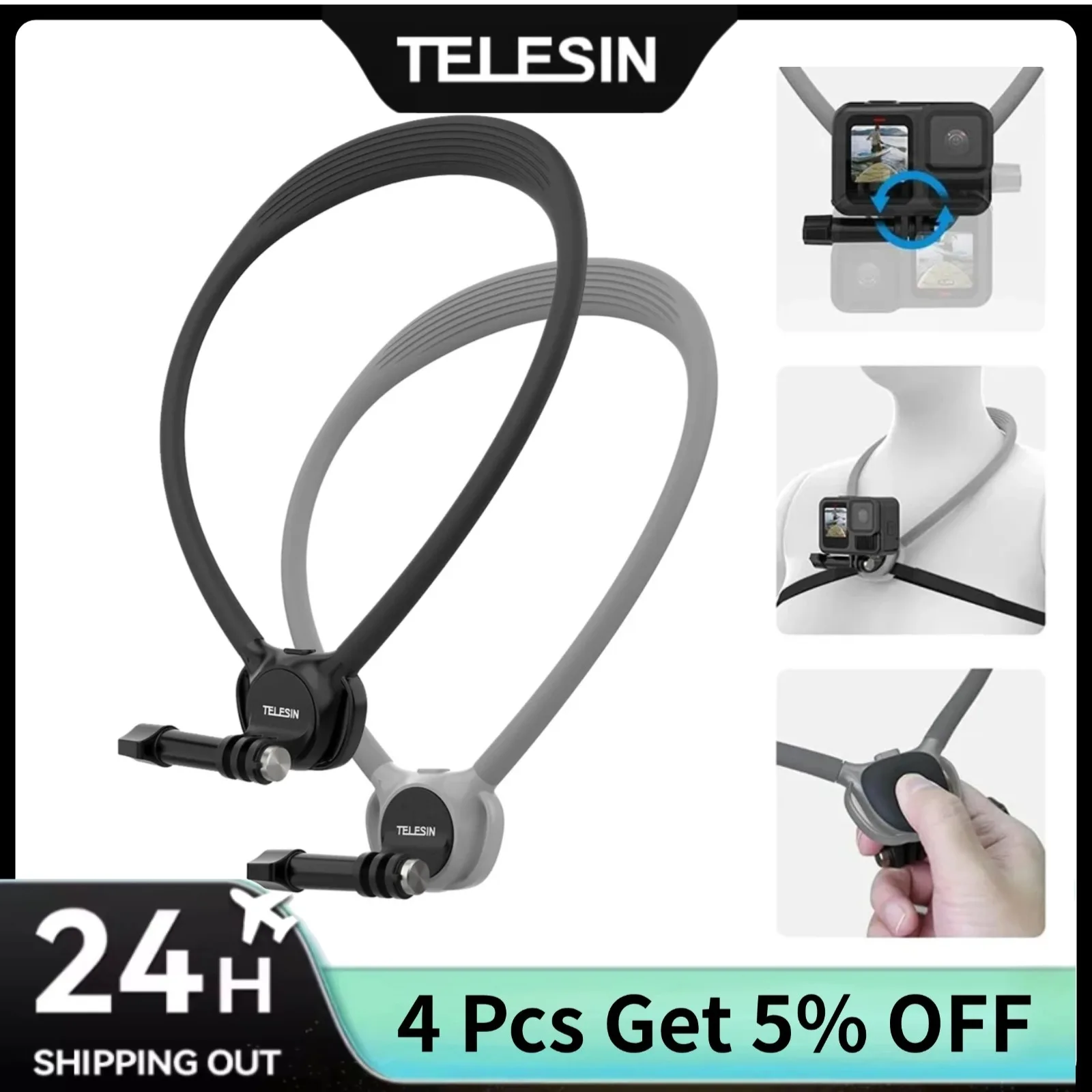 Insta360 Camera Go 3 - Silikonowy uchwyt na szyję TELESIN do