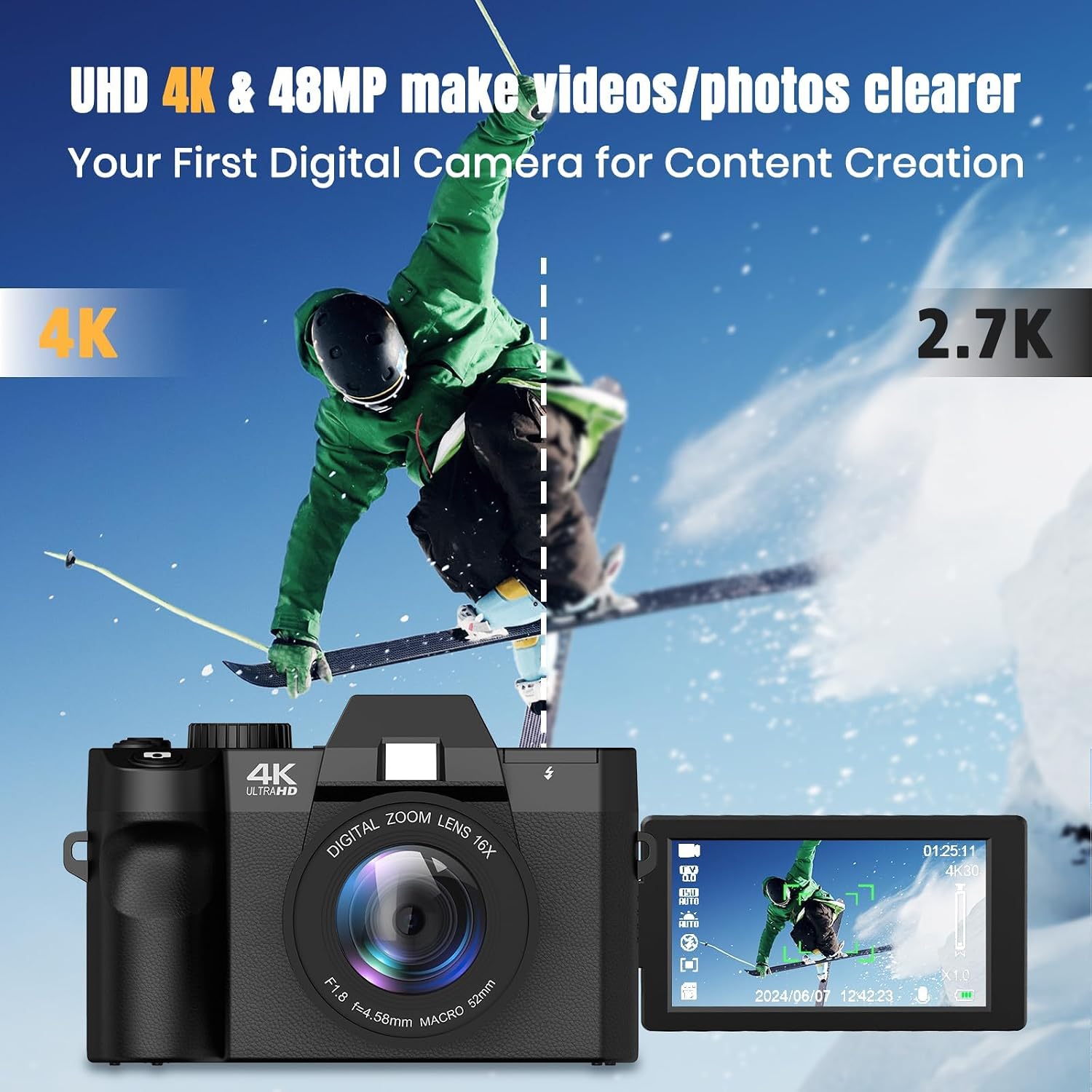 Aparat cyfrowy 48MP z WiFi i a – Photography Youtube recenzja i cena